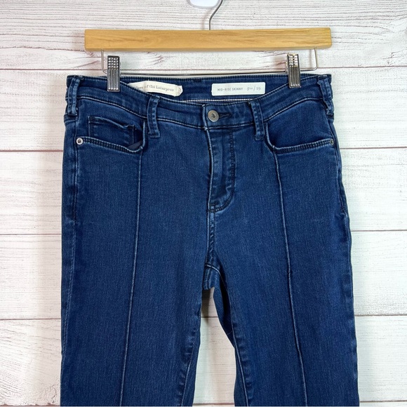 Pilcro and the Letterpress Mid Rise Skinny Dark Wash Front Seam Jeans Size 29 - Picture 4 of 11